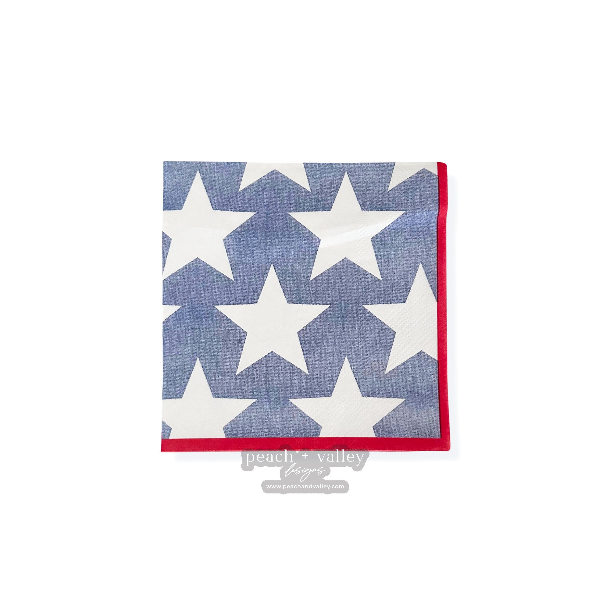 Large Patriotic Stars Cocktail Napkin Peach and Valley