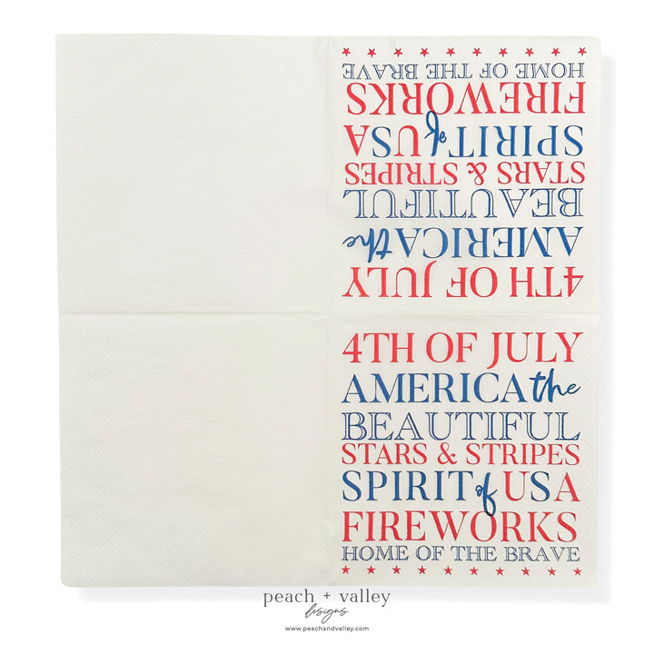 4th of July Words Cocktail Napkin