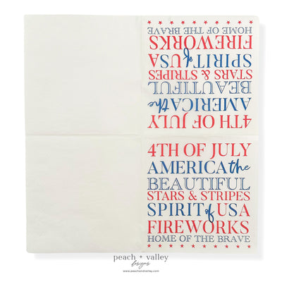 4th of July Words Cocktail Napkin