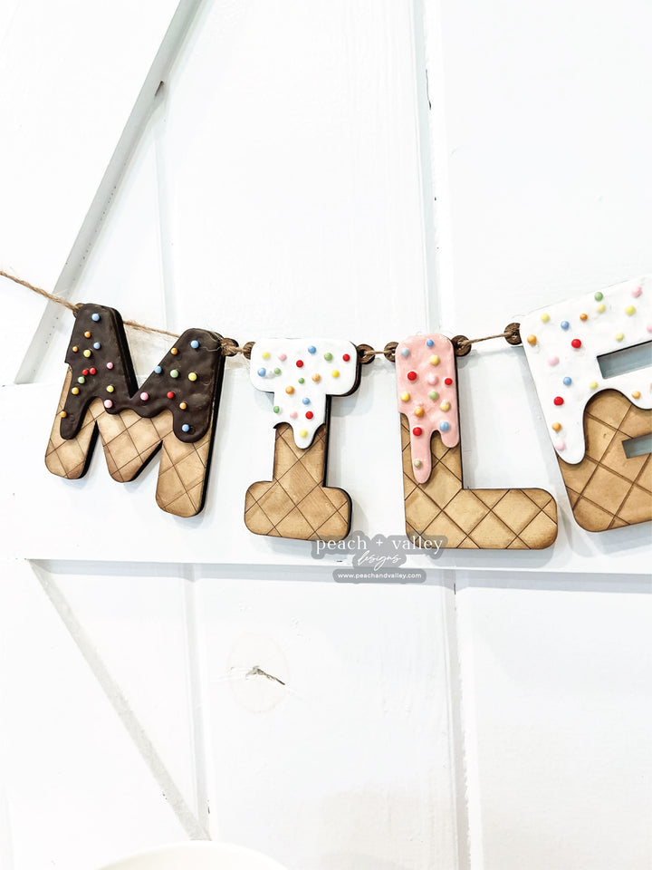 Ice Cream Letters Banner Cut File