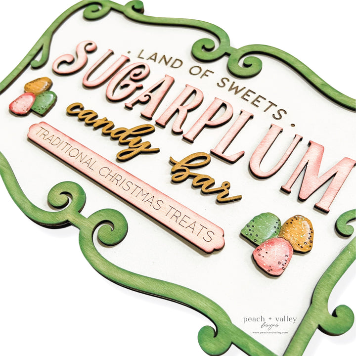 Sugarplum Candy Bar Sign Cut File
