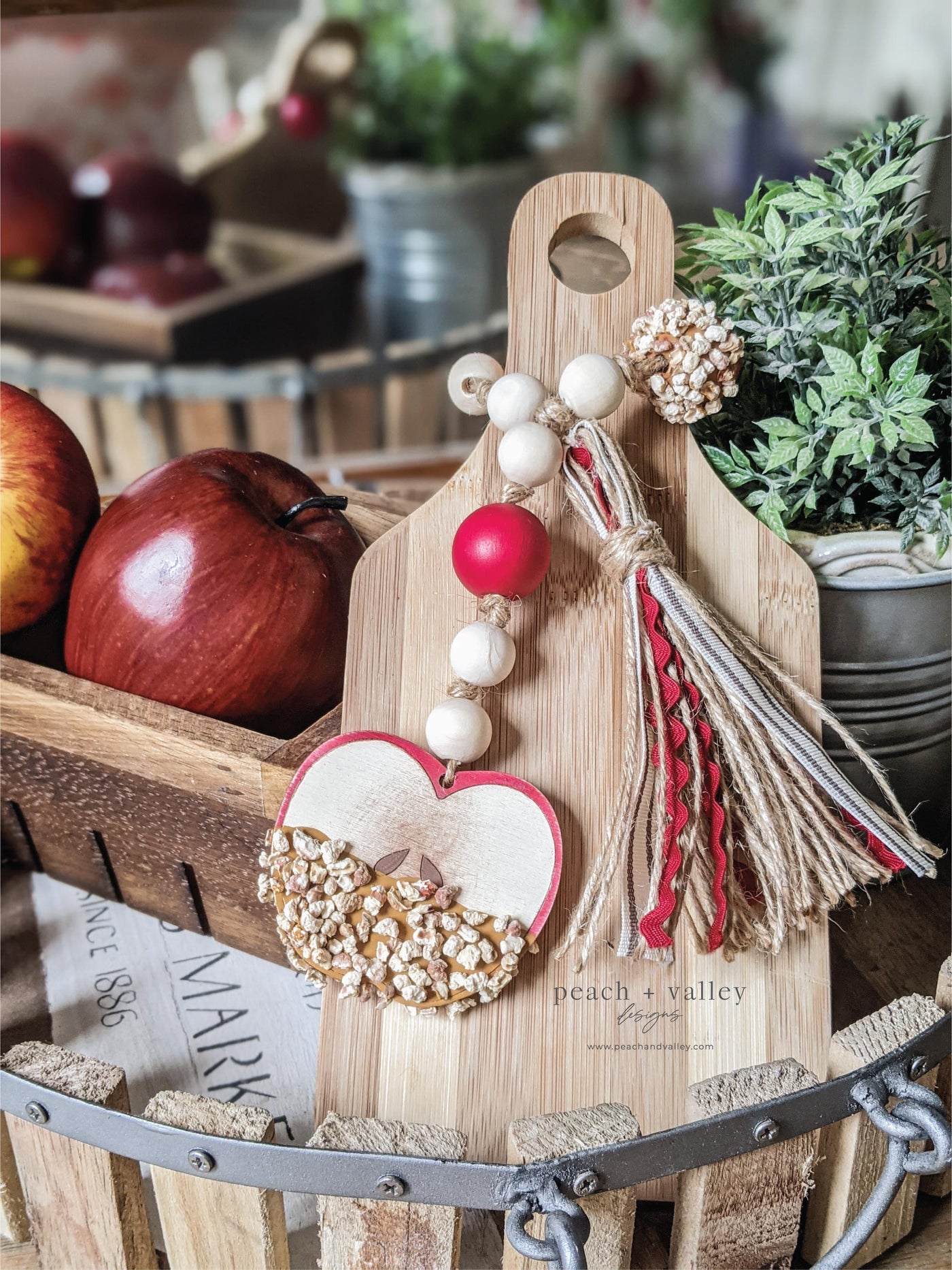 Red Carmel Apple Beaded Garland