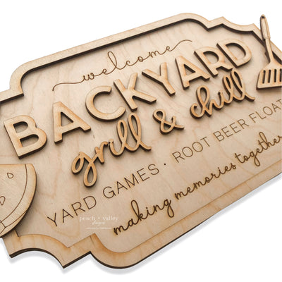 Backyard Grill & Chill Sign Blank