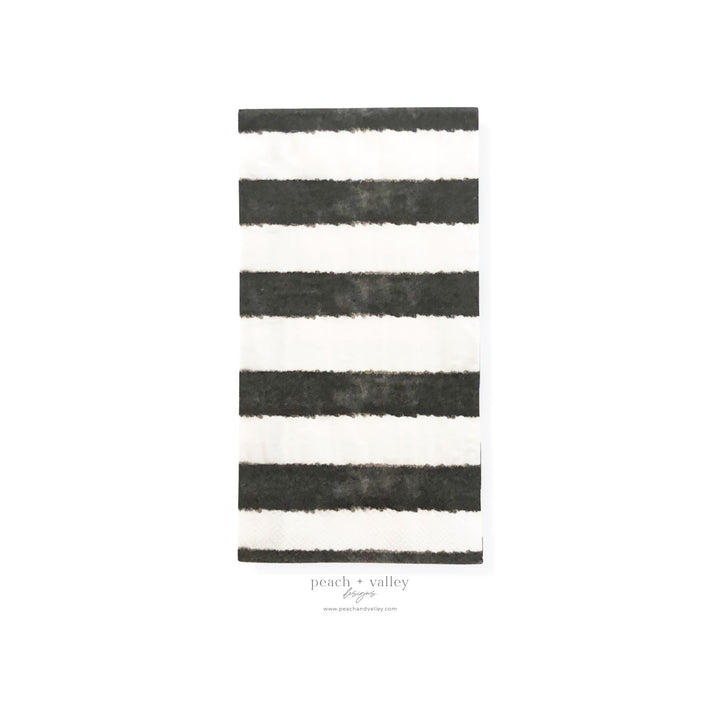 Black and White Watercolor Striped Guest Napkin