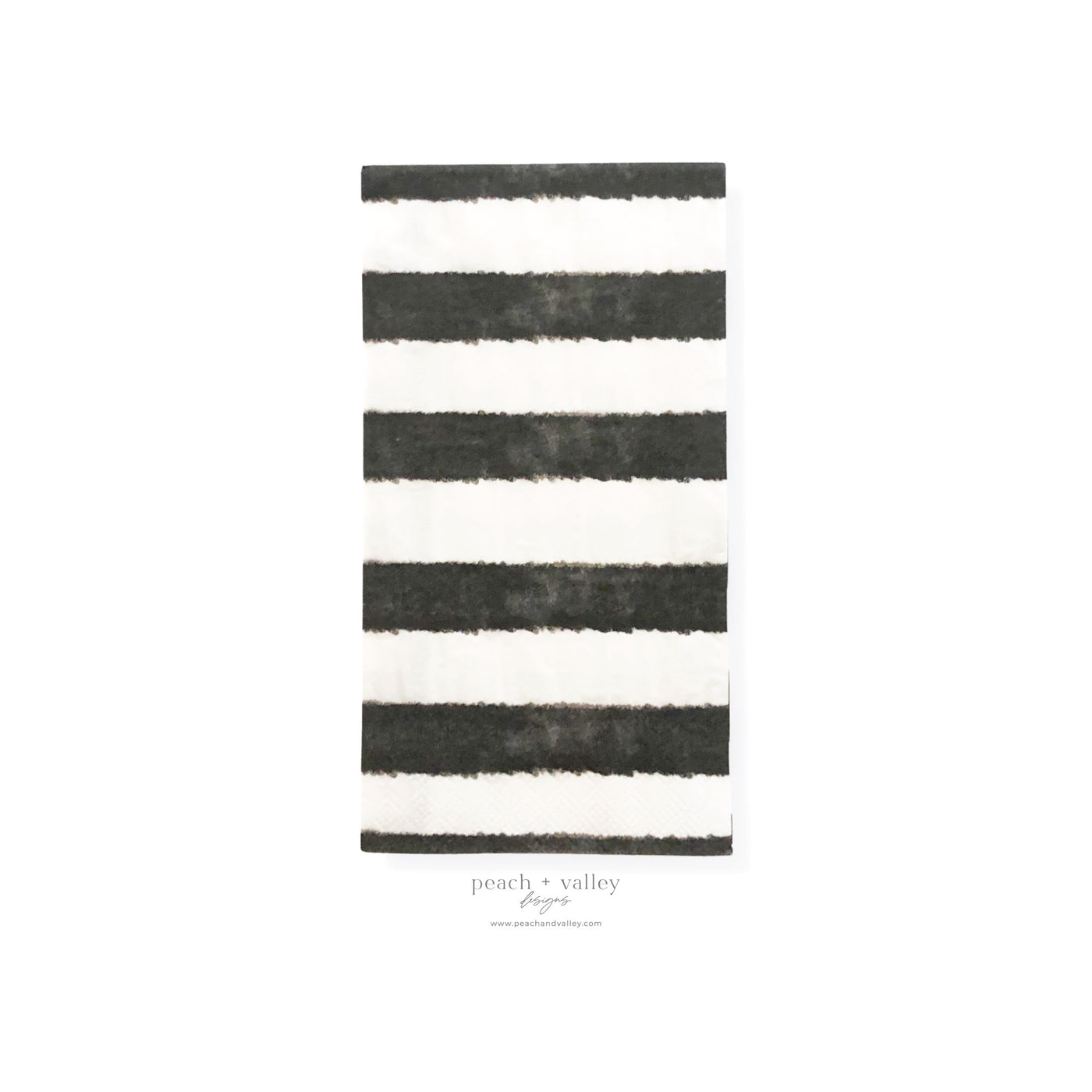 Black and White Watercolor Striped Guest Napkin