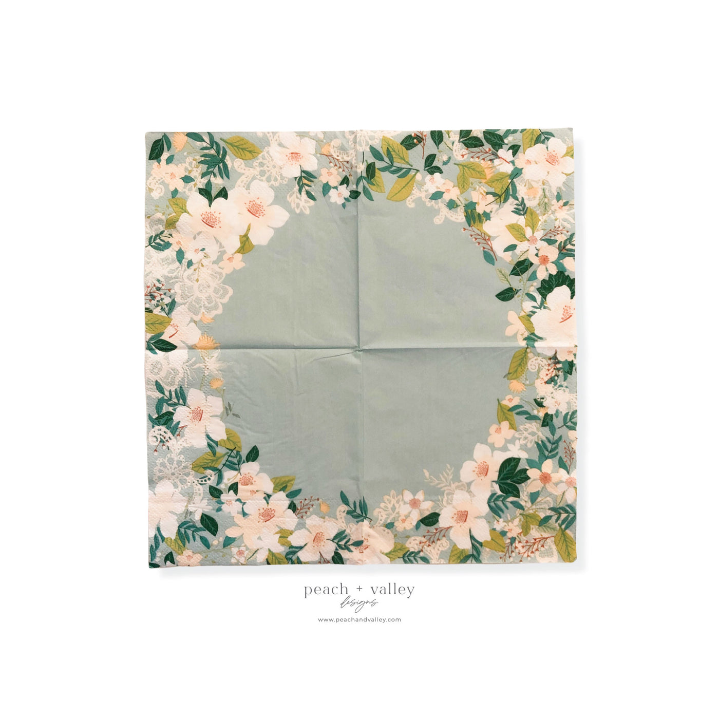Blue + White Spring Flower Cocktail Napkin