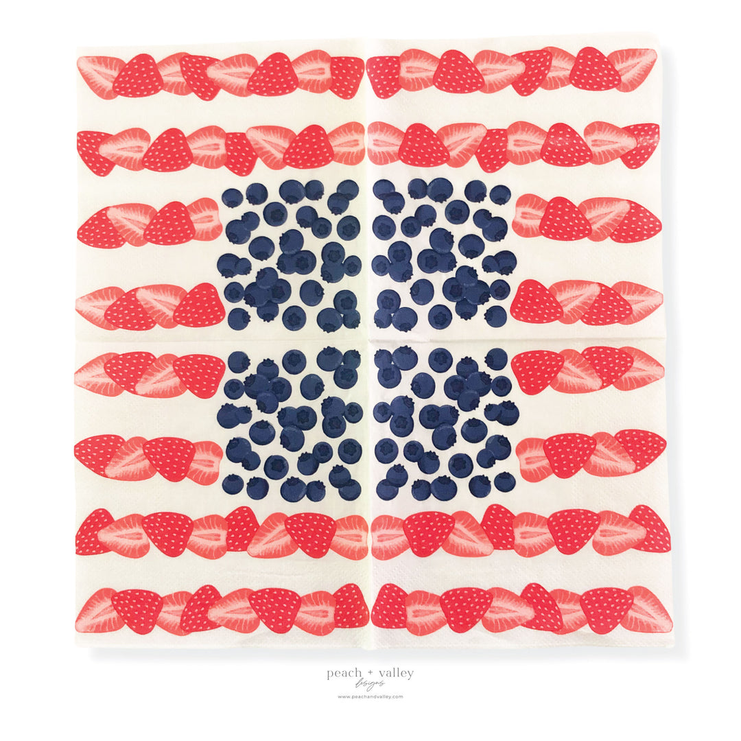 Berry American Flag Cocktail Napkin