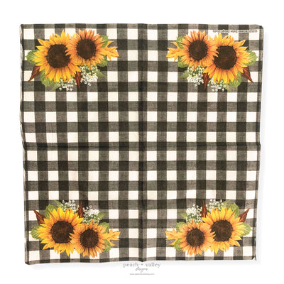 Buffalo Check Sunflower Cocktail Napkin