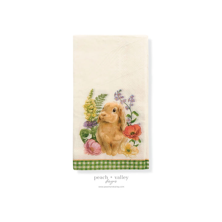 Green Buffalo Check Flower Bunny Guest Napkin