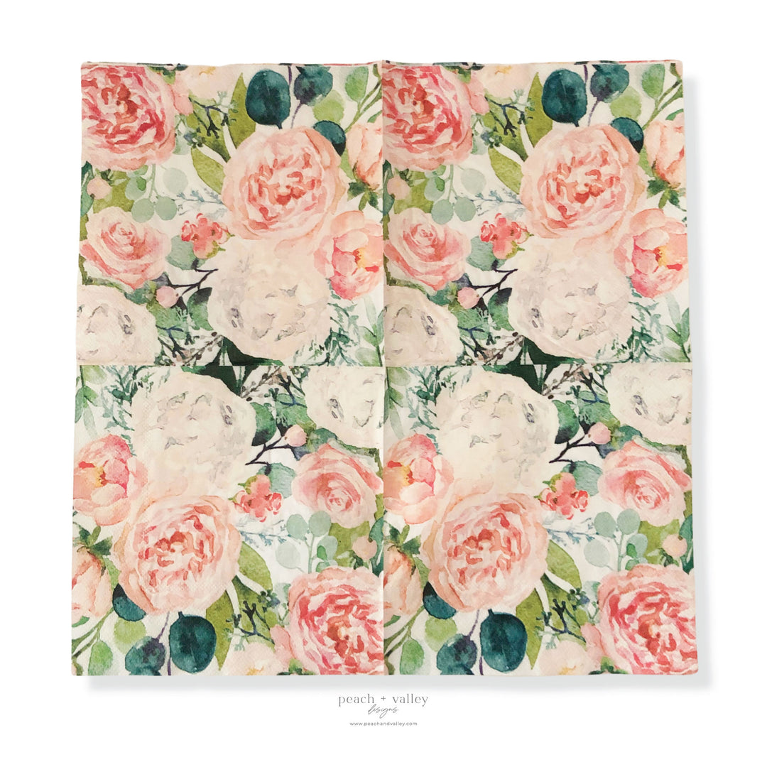 Cabbage Rose Luncheon Napkin