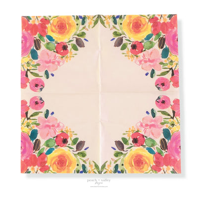 Colorful Watercolor Flowers Cocktail Napkin