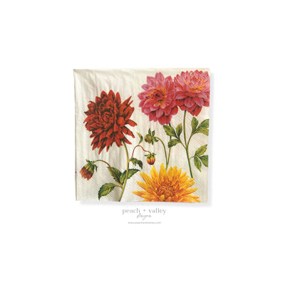 Dahlia Flowers Luncheon Napkin