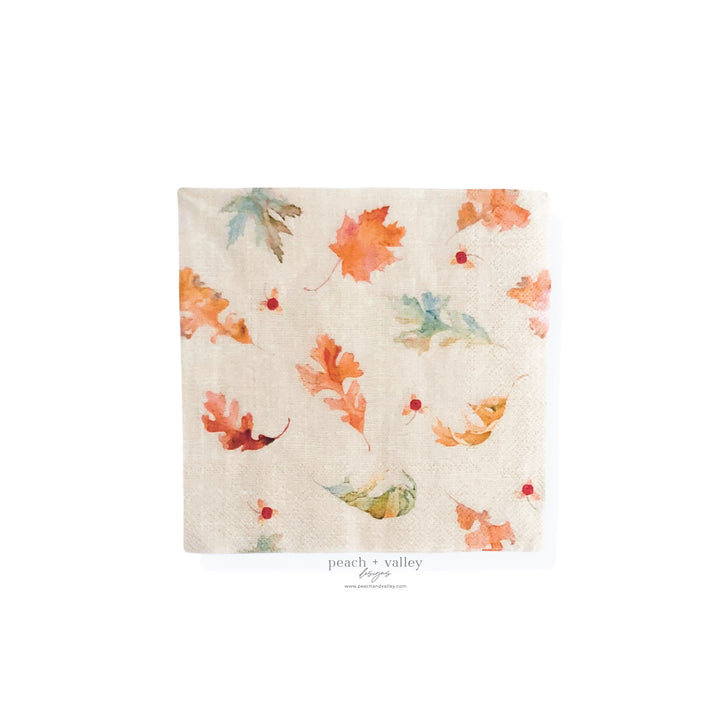 Fall Watercolor Leaves Luncheon Napkin