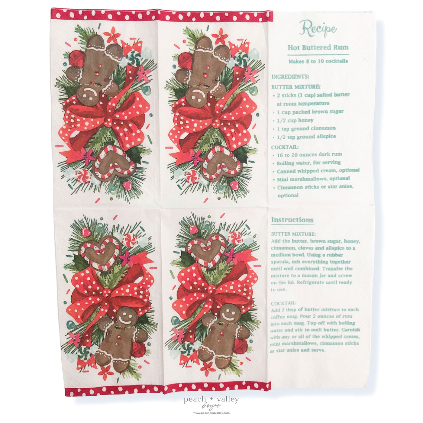 Gingerbread with Recipe Guest Napkin