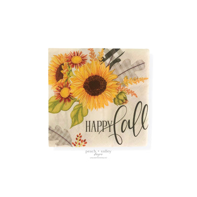 Happy Fall Sunflower Cocktail Napkin
