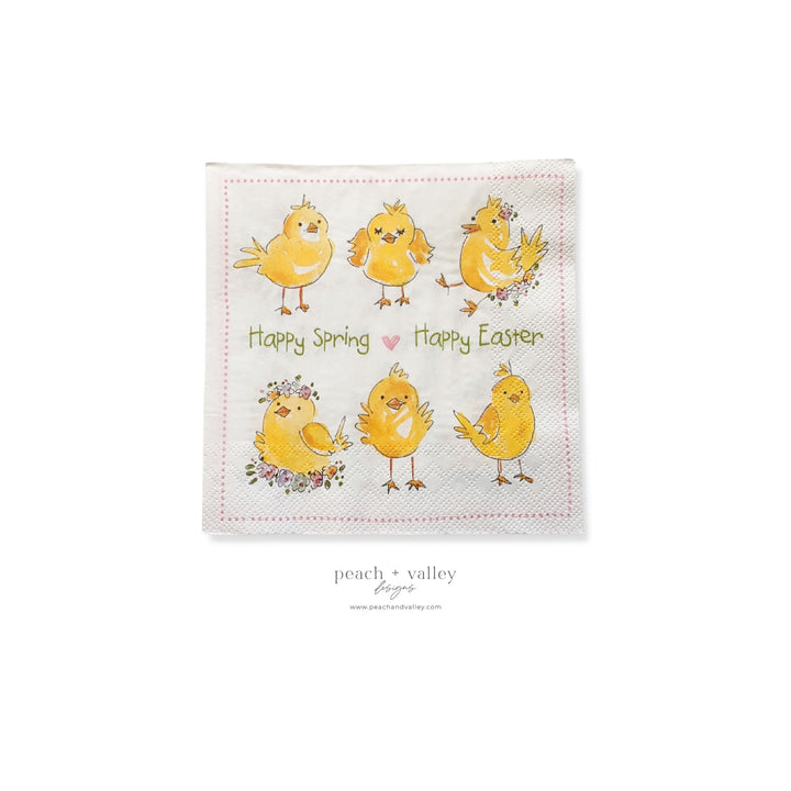 Happy Spring Easter Chicks Luncheon Napkin