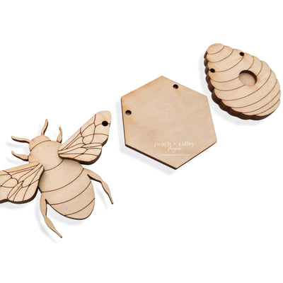 Honeycomb Bee Banner Blank