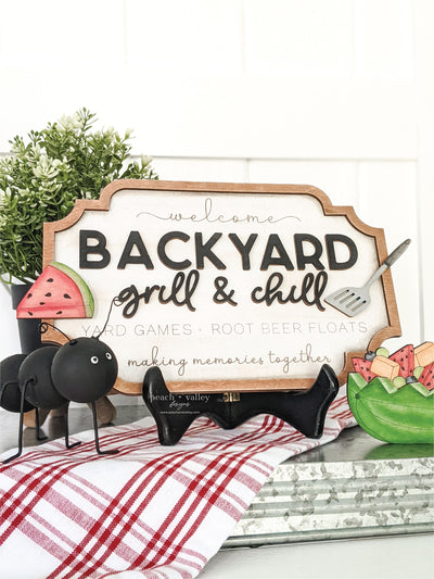 Backyard Grill & Chill Sign Blank