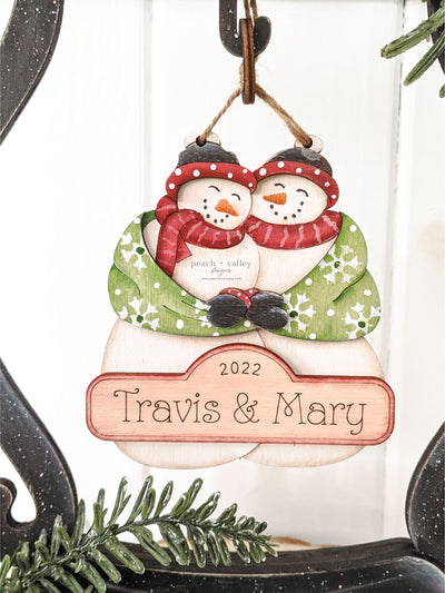 Snowmen Couple Ornament Cut File