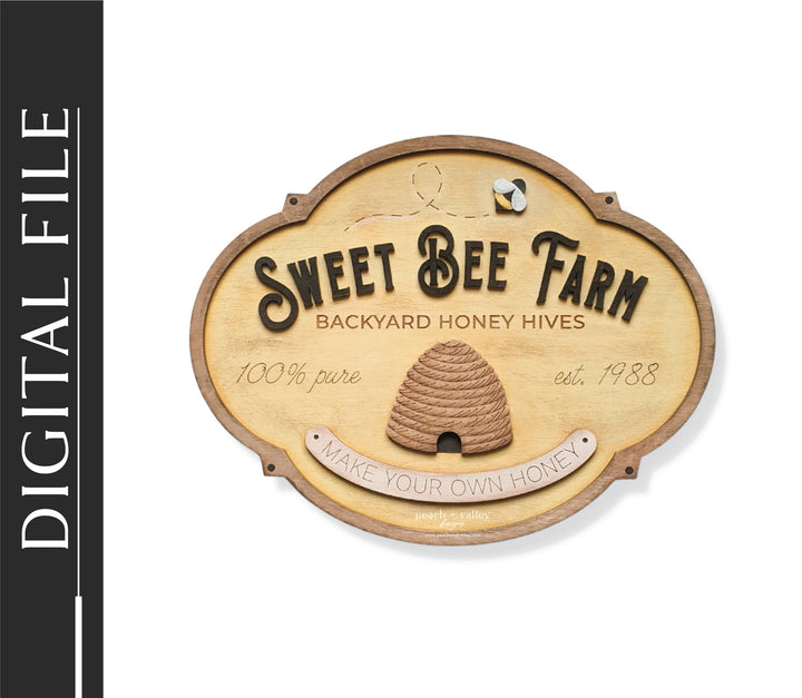 Sweet Bee Farm Sign Cut File