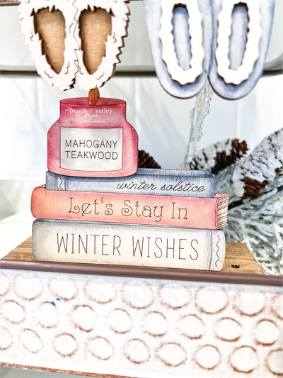 Winter Book Stack Blank