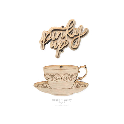 Pinky Up Teacup Garland Tag Blank