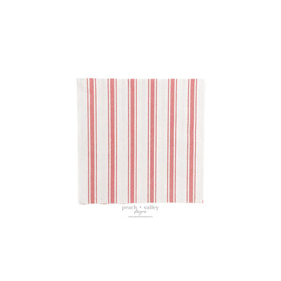 Red Ticking Stripe Cocktail Napkin