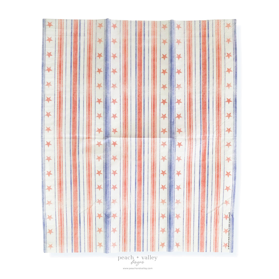 Red, White, + Blue Stars and Stripes Guest Napkin