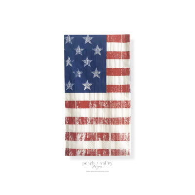 Rustic American Flag Guest Napkin