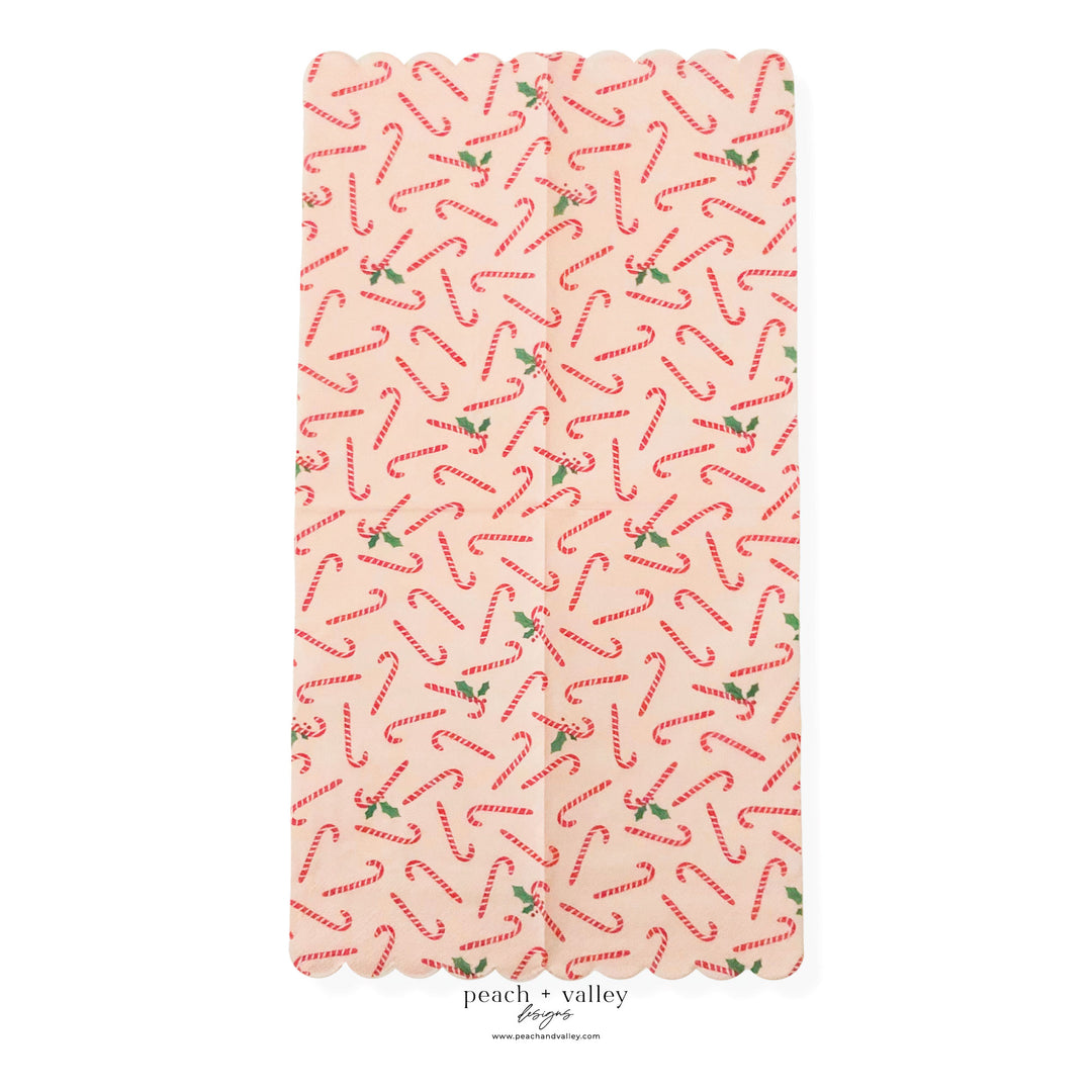 Scalloped Candy Canes Guest Napkin