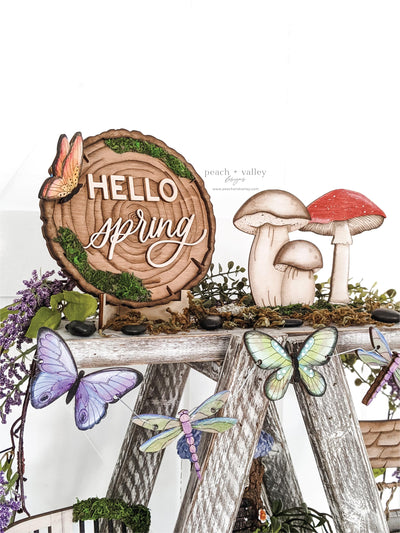 Hello Spring Wood Slice Blank