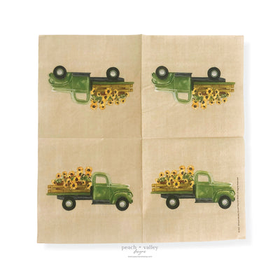Sunflower Truck Cocktail Napkin