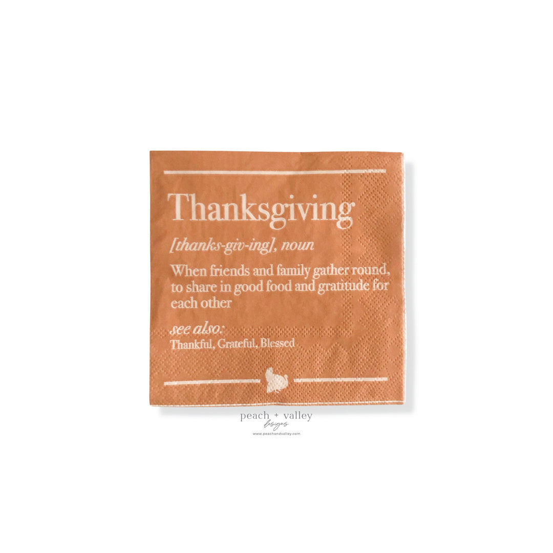 Thanksgiving Definition Cocktail Napkin