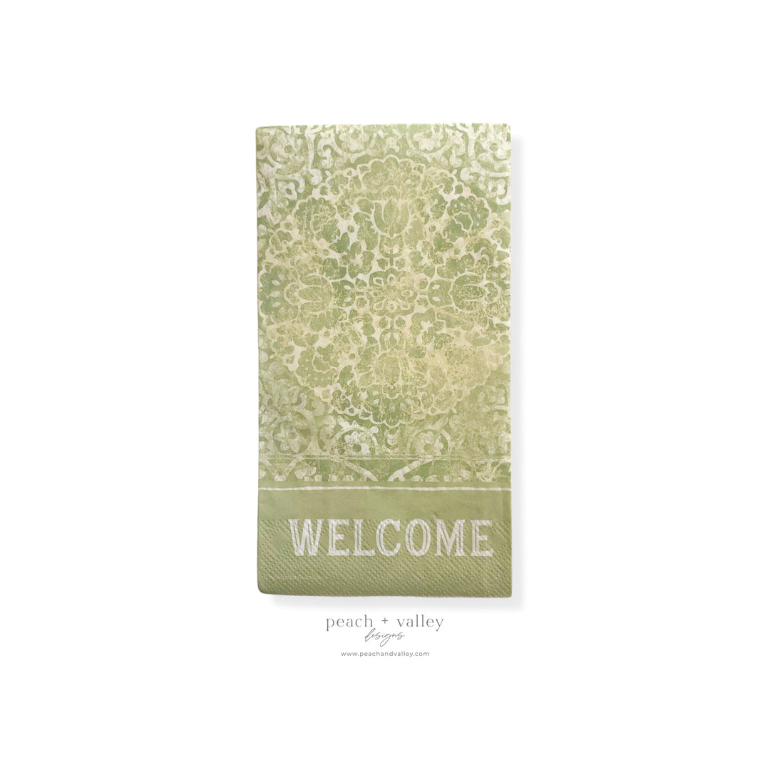 Welcome Green Pattern Guest Napkin